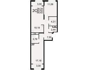 2-к квартира, вторичка, 65м2, 12/21 этаж