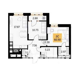 2-к квартира, вторичка, 59м2, 13/17 этаж