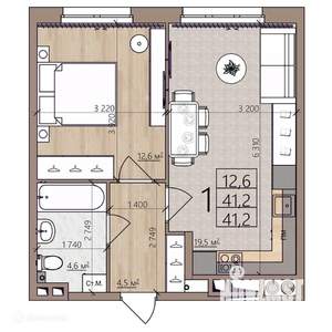 1-к квартира, вторичка, 41м2, 5/9 этаж