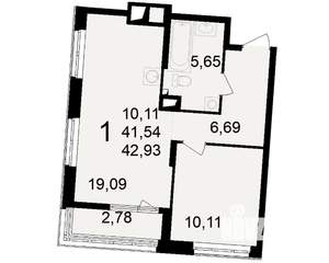 1-к квартира, вторичка, 42м2, 9/23 этаж