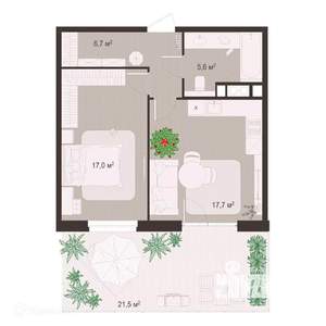1-к квартира, вторичка, 69м2, 1/9 этаж