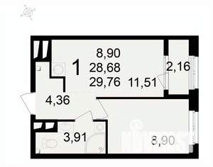 1-к квартира, вторичка, 30м2, 14/24 этаж