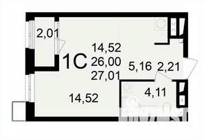 1-к квартира, вторичка, 28м2, 1/24 этаж