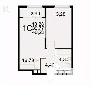 1-к квартира, вторичка, 40м2, 6/22 этаж