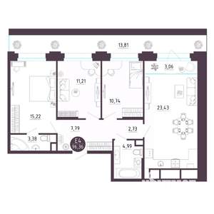 3-к квартира, вторичка, 96м2, 2/18 этаж