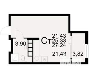 1-к квартира, вторичка, 25м2, 10/21 этаж