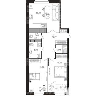 2-к квартира, вторичка, 75м2, 2/8 этаж