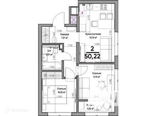2-к квартира, вторичка, 50м2, 10/11 этаж