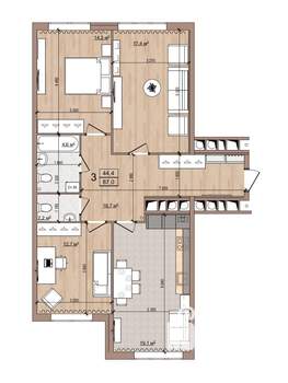3-к квартира, вторичка, 87м2, 2/16 этаж