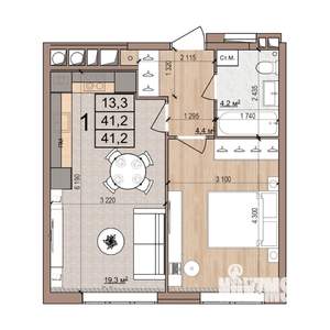 1-к квартира, вторичка, 41м2, 4/16 этаж