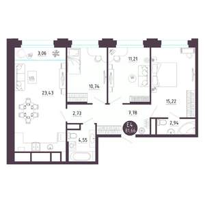 3-к квартира, вторичка, 82м2, 12/18 этаж