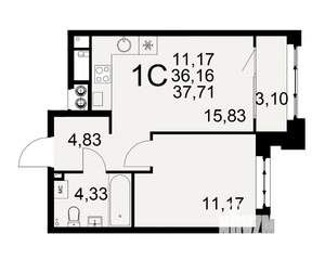 1-к квартира, вторичка, 36м2, 2/10 этаж