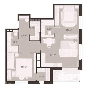 2-к квартира, вторичка, 78м2, 7/9 этаж
