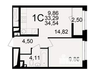 1-к квартира, вторичка, 33м2, 5/25 этаж