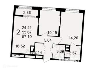 2-к квартира, вторичка, 57м2, 15/24 этаж