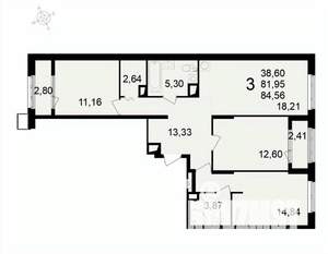3-к квартира, вторичка, 85м2, 8/24 этаж