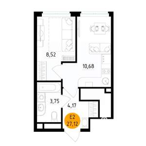 1-к квартира, вторичка, 27м2, 17/25 этаж