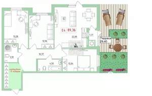 3-к квартира, вторичка, 89м2, 1/27 этаж