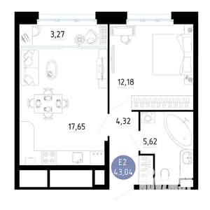 1-к квартира, вторичка, 43м2, 2/25 этаж