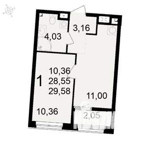 1-к квартира, вторичка, 30м2, 7/24 этаж