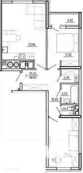 2-к квартира, вторичка, 69м2, 4/26 этаж