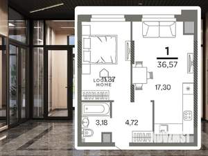 1-к квартира, вторичка, 37м2, 22/26 этаж