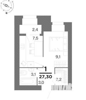 1-к квартира, вторичка, 27м2, 15/16 этаж
