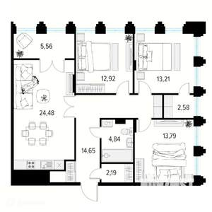 3-к квартира, вторичка, 91м2, 5/20 этаж