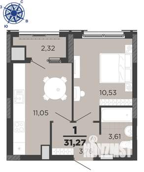 1-к квартира, вторичка, 31м2, 6/25 этаж