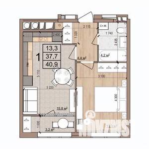 1-к квартира, вторичка, 41м2, 16/17 этаж