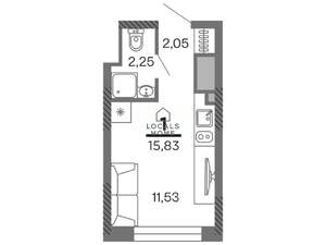 Студия квартира, вторичка, 16м2, 23/25 этаж