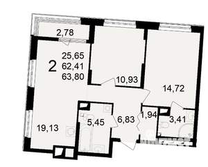 2-к квартира, вторичка, 62м2, 6/23 этаж