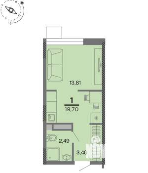 Студия квартира, вторичка, 20м2, 3/22 этаж