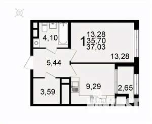 1-к квартира, вторичка, 37м2, 9/26 этаж
