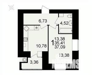 1-к квартира, вторичка, 37м2, 1/16 этаж