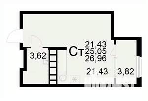 1-к квартира, вторичка, 27м2, 14/22 этаж