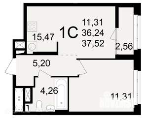 1-к квартира, вторичка, 38м2, 1/11 этаж