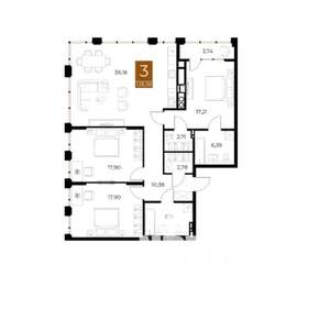 3-к квартира, вторичка, 125м2, 2/9 этаж