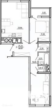 2-к квартира, вторичка, 69м2, 2/26 этаж