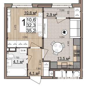 1-к квартира, вторичка, 35м2, 2/25 этаж