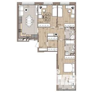 3-к квартира, вторичка, 93м2, 2/9 этаж