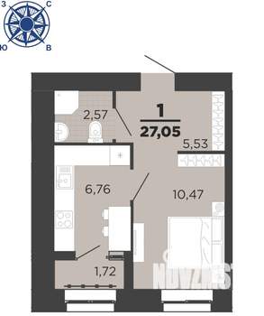 1-к квартира, вторичка, 27м2, 14/16 этаж