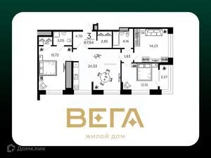 3-к квартира, вторичка, 88м2, 19/20 этаж