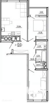 2-к квартира, вторичка, 69м2, 3/26 этаж