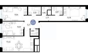 3-к квартира, вторичка, 70м2, 5/14 этаж