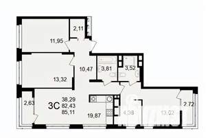 3-к квартира, вторичка, 85м2, 21/26 этаж