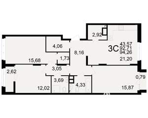 3-к квартира, вторичка, 93м2, 10/25 этаж