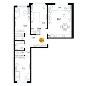 4-к квартира, вторичка, 100м2, 6/18 этаж