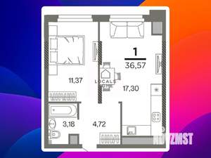 1-к квартира, вторичка, 37м2, 20/26 этаж