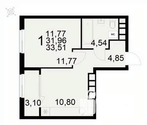 1-к квартира, вторичка, 34м2, 7/22 этаж